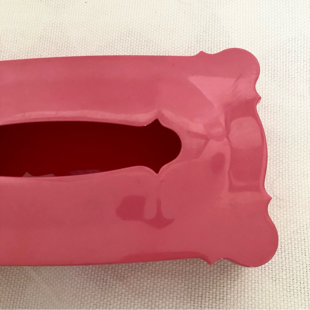 Vintage mid century 60's Plastic Pink Schwarz Bros Tissue Box Cover Floral - Picture 3 of 16